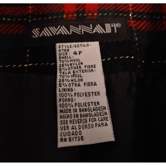 Savannah Blazer Wool Blend Christmas Holiday 4 Petite Jacket Red Green - Picture 7 of 8